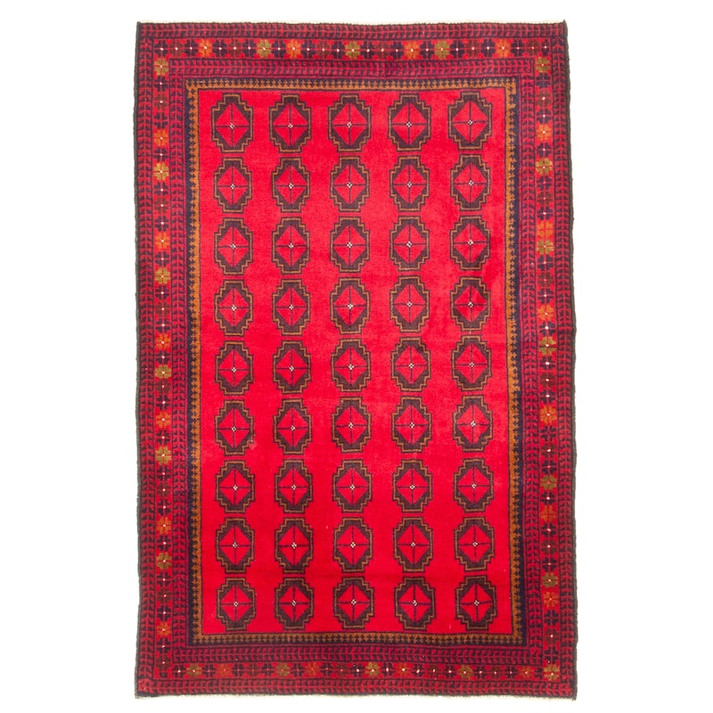 ECARPETGALLERY Hand-knotted Teimani Red Wool Rug - 2'11 x 4'6