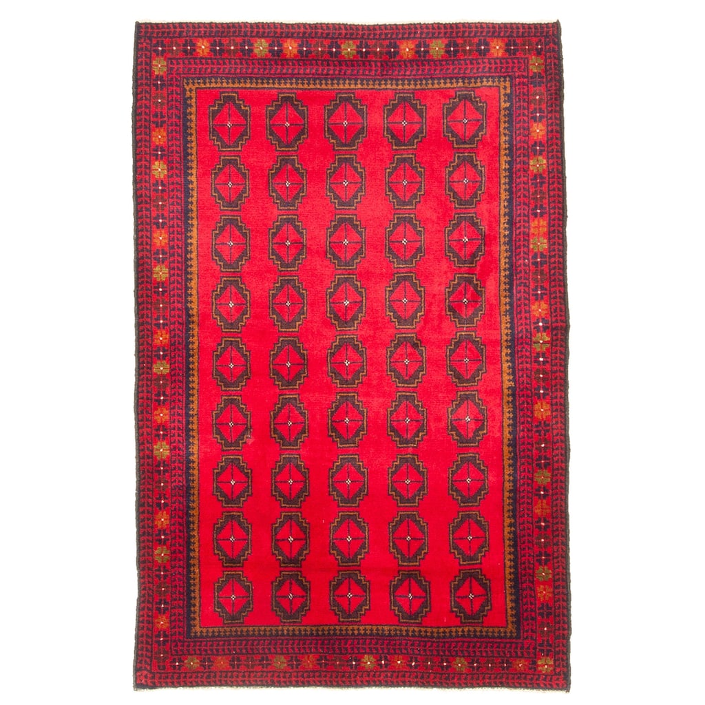 ECARPETGALLERY Hand-knotted Teimani Red Wool Rug - 2'11 x 4'6