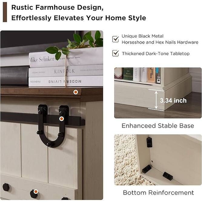 75" Farmhouse TV Stand, Media Console Table, Entertainment Center