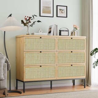 6 Drawer Rattan Wood Dresser - Bed Bath & Beyond - 37953550