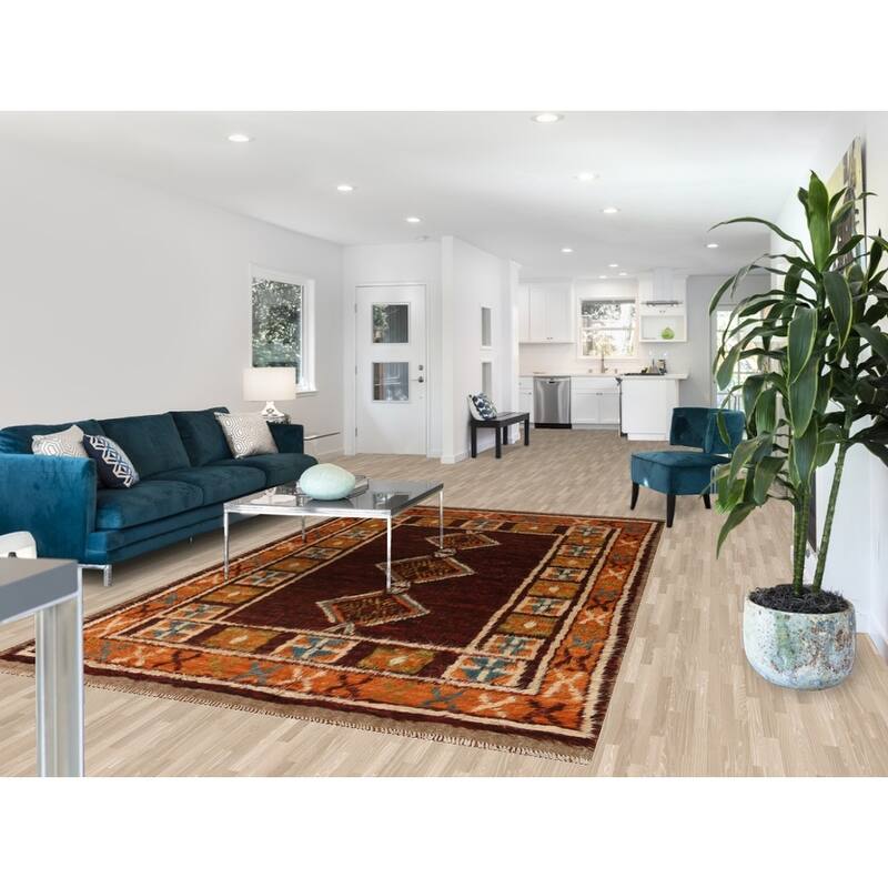Tribal Geometric Moroccan Berber Area Rug Hand-knotted Wool Carpet - 6'4" x 10'3"