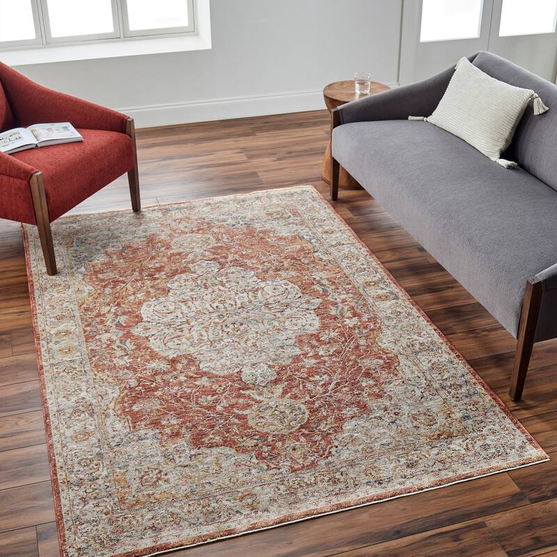 Kaiya Traditional Area Rug - 10' x 13' 11" - Rust/Tan