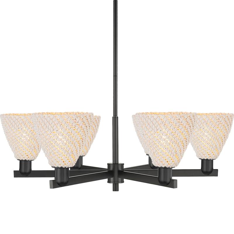 Innovations Lighting 716-6CR-12-24 Natural Ballston Dome Chandelier - Matte Black / Natural