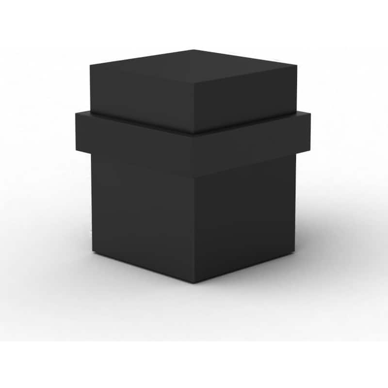 Mega Handles 1.5 Inch Square Floor-Mounted Door Stopper | Heavy Duty Zinc Door Knob and Wall Protection - Matte Black