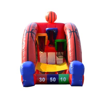JumpOrange Commercial Grade Inflatable Basketball Game with Foam Basketballs & Air Blower, Kids & Adults Outdoor Play