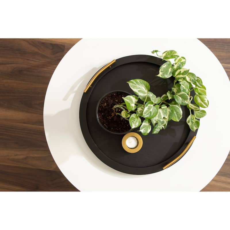 Kate and Laurel Halsey Wood Round Decorative Tray