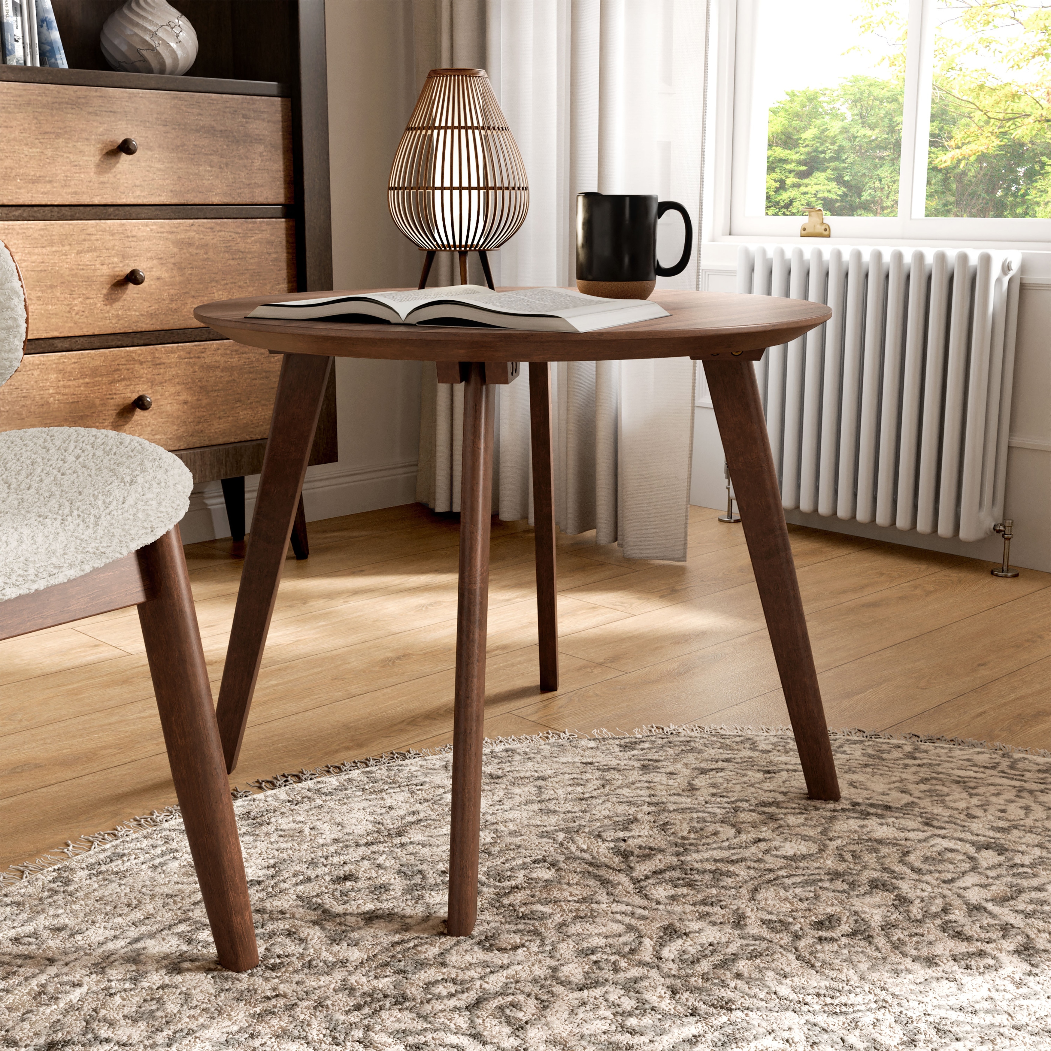 Furniture of America Beck Mid-century Modern Walnut 23-inch Accent Round Side Table