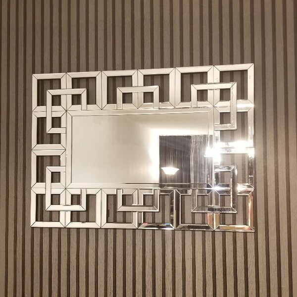 Large Retro Geometric Border Accent Wall Mirror - On Sale