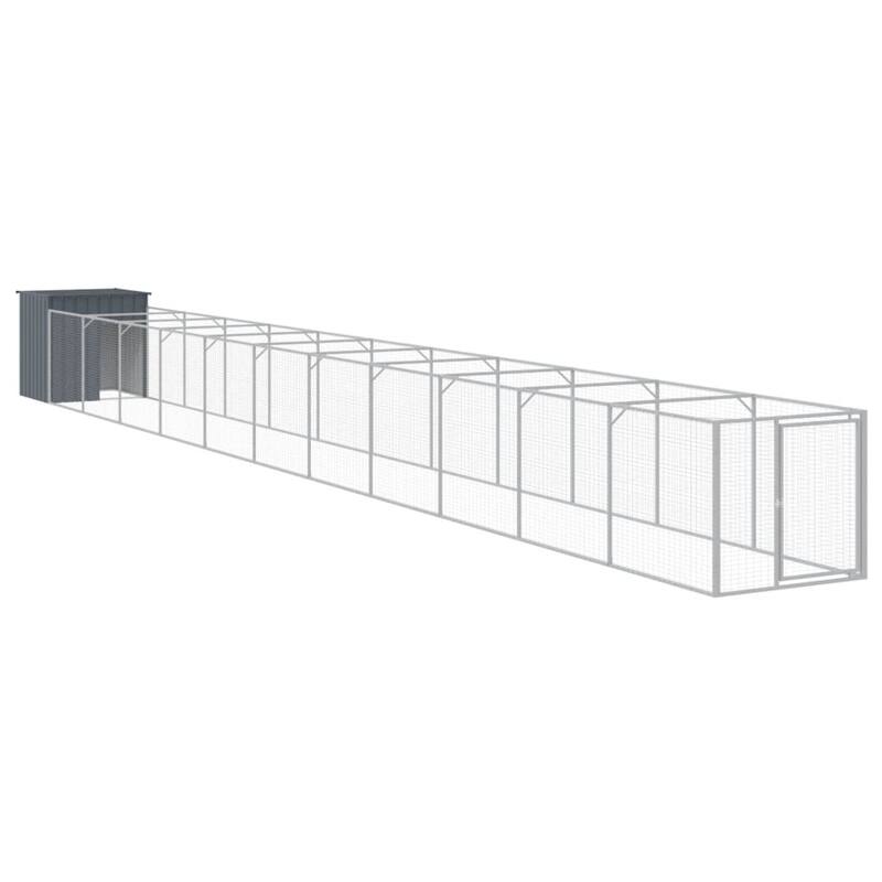 vidaXL Dog House with Run Anthracite/Light Gray multisize Galvanized Steel