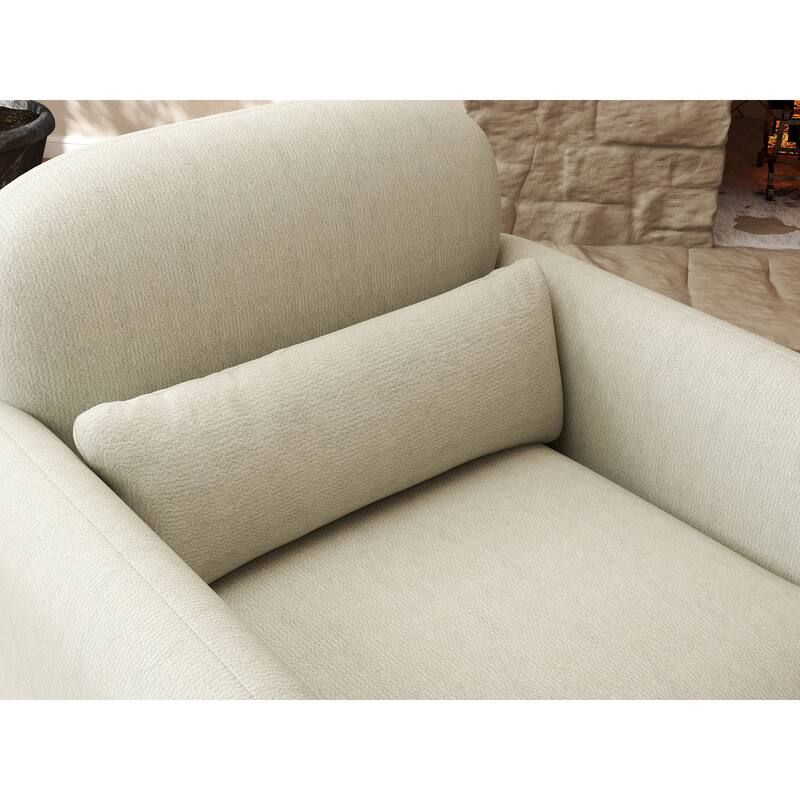 Roundhill Furniture Dylan Modern Upholstered Barrel Armchair, Cream White
