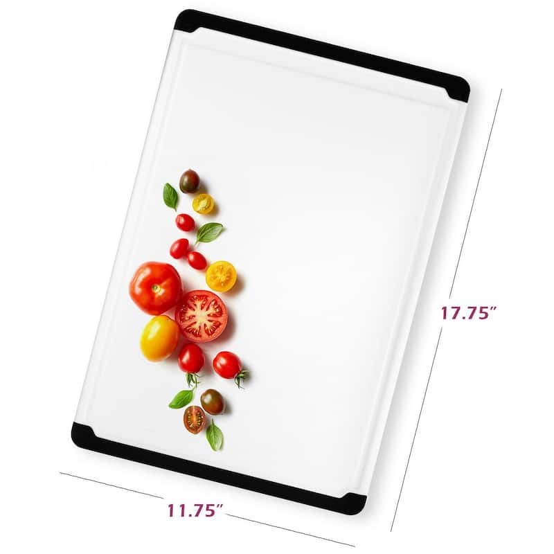 Plastic Cutting Boards - Large 18 x 12 Inch Rubber Cutting Board with Juice Grooves, Non-Slip, Dishwasher Safe Cutting Boards