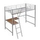 preview thumbnail 15 of 15, Twin Size Metal Loft Bed with L-Shaped Desk & Shelf & Full-Length Guardrail & Ladders