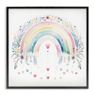 Stupell Rainbow with Hanging Hearts Framed Giclee Art Design By ...