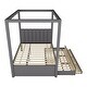 preview thumbnail 7 of 22, Full Size Upholstery Wood Platform Bed with Trundle,Canopy Bed with Drawers