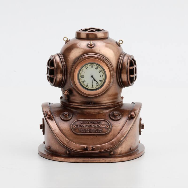 Veronese Design 5.3 H Diving Helmet Clock Cold Cast Bronze