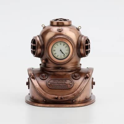 Veronese Design 5.3 H Diving Helmet Clock Cold Cast Bronze