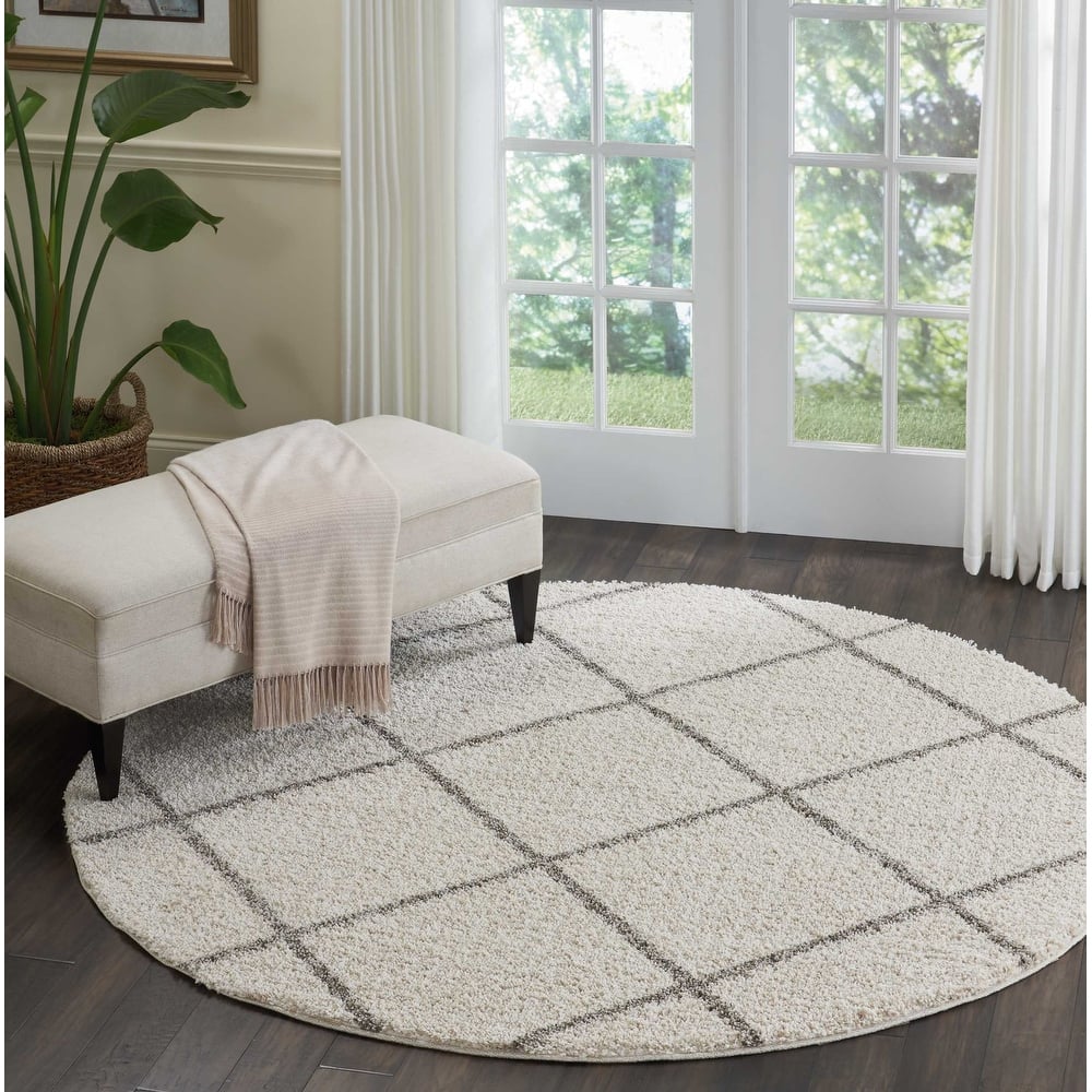 Nourison Brisbane Large Diamond Geometric Modern Shag Area Rug