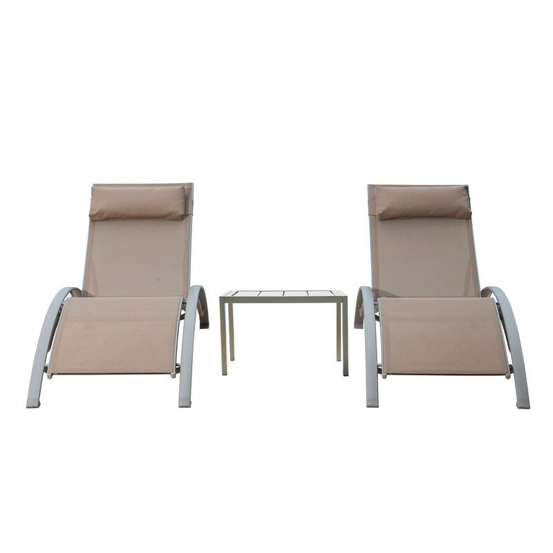 Domi Outdoor Living Aluminum Patio Chaise Lounge Set – Curved Design, Adjustable Positions, and Durable Construction - N/A