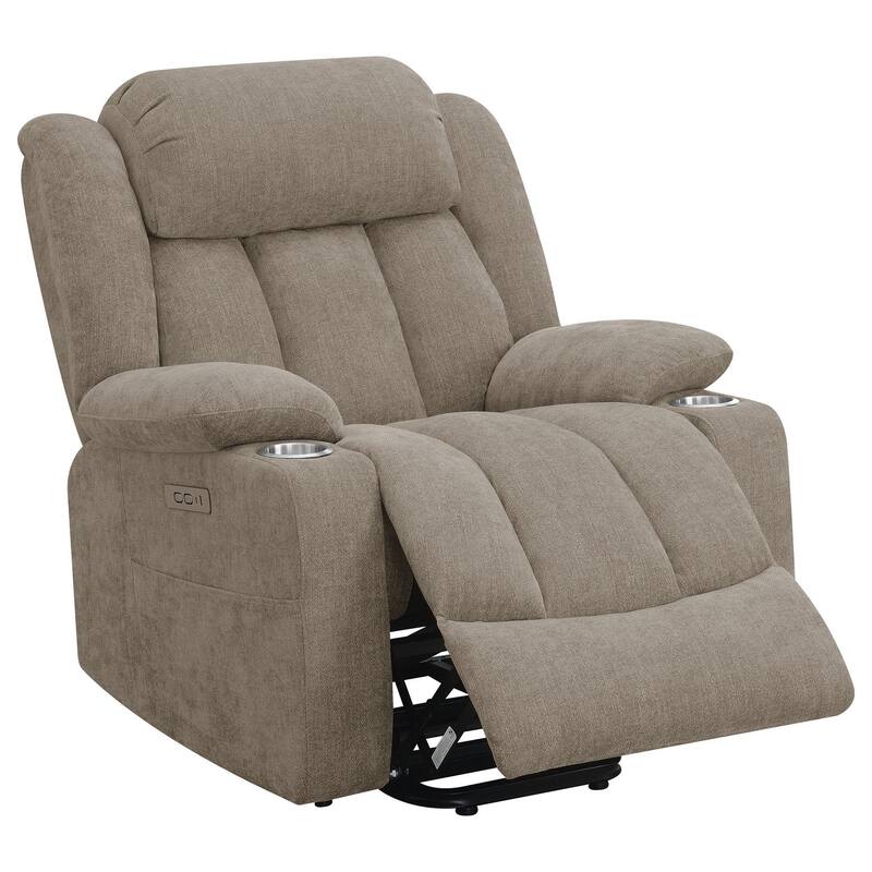 Limi Power Lift Recliner Chair, Camel Brown, USB Port, Cupholders