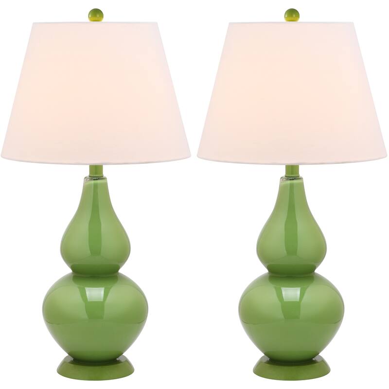 SAFAVIEH Lighting Demetria 27-inch Double Gourd White Table Lamp (Set of 2) - 14"x14"x26" - 14Wx14Dx26H