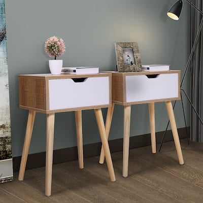 Set of 2 Nightstand with Drawer