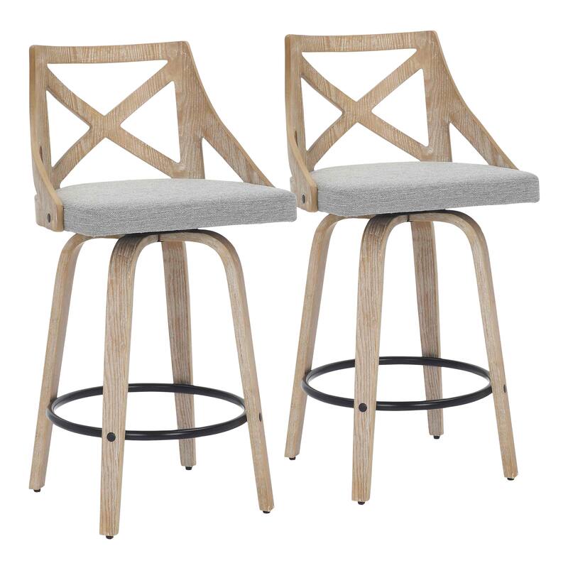 The Gray Barn Charlotte 26" Fixed-Height Counter Stool with Bent Wood Legs (Set of 2)