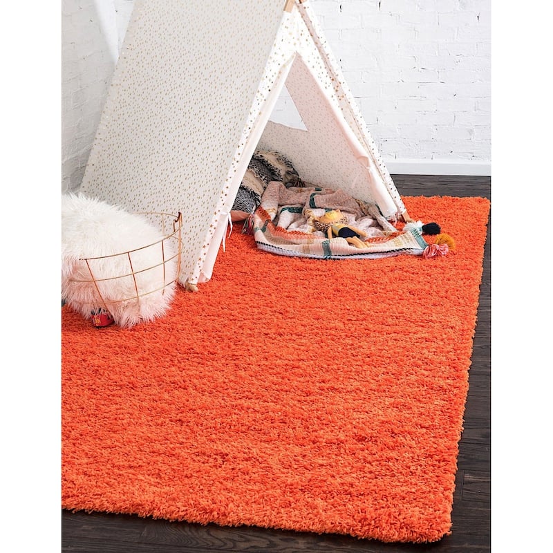 Shag Laurian Collection Area Rug - 8'x10' - Tiger Orange