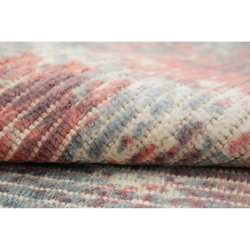 Hand Knotted Oriental Viscose Silk Carpet Modern All-Over Oranges & Rust Abstract Area Rug - 4' 0'' X 2' 0''