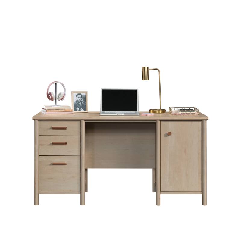 Walnut and White Writing Desk with USB Port