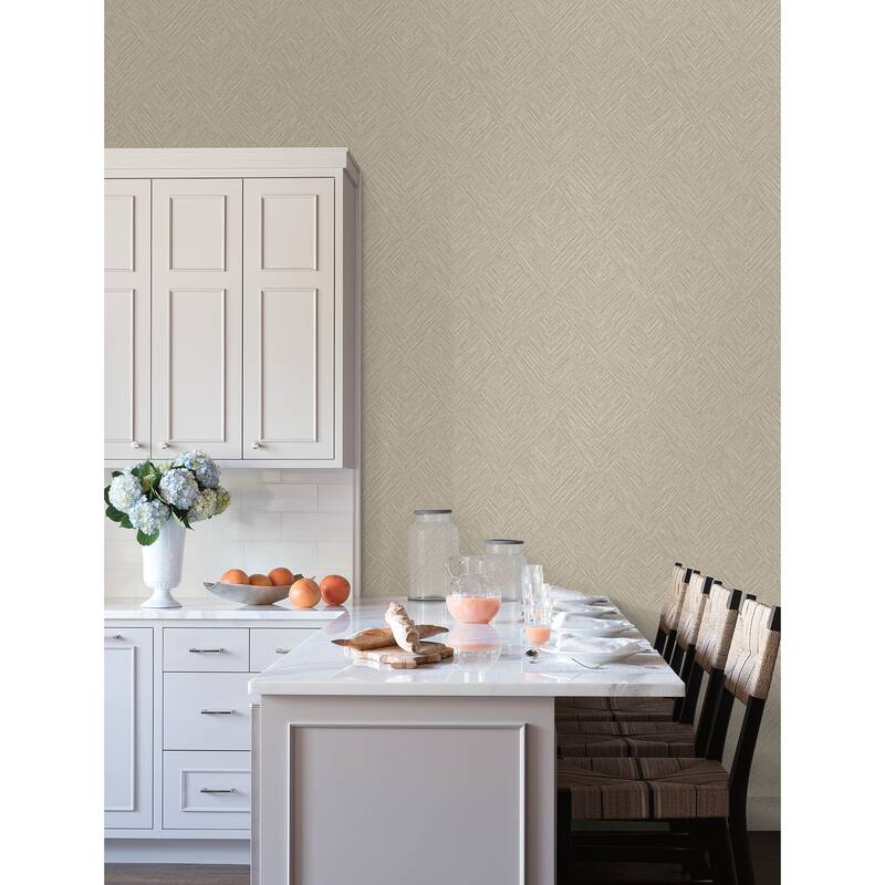 Chesapeake Hollis Taupe Textured Diamond Wallpaper