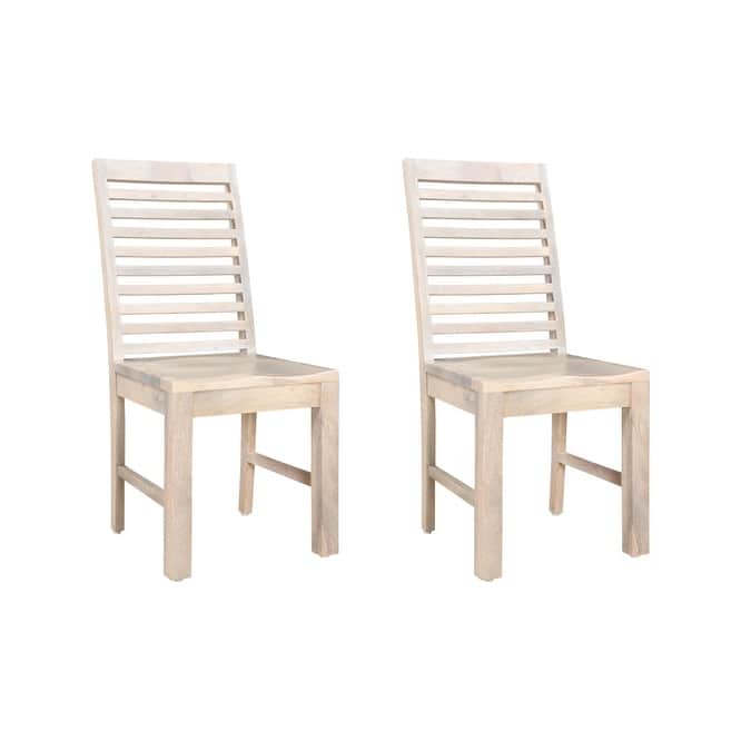HomeRoots Set of Two White Wood Ladder Back Dining Side Chairs - 17.5' X '39.5' X '17.5