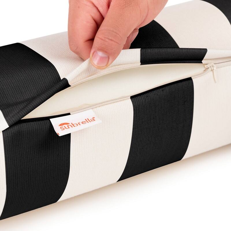 Austin Horn Classics Sunbrella Maxim Heather & Cabana Stripe Zippered & Filled Neck Roll Bolster, Single