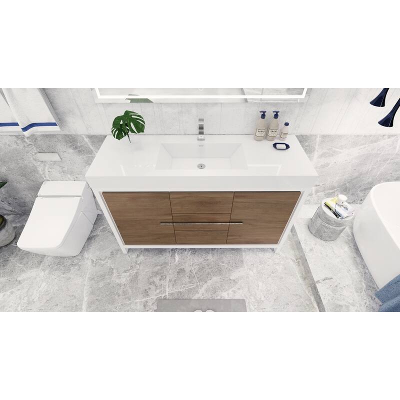 Dove 60'' Freestanding Vanity with Single Reinforced Acrylic Sink