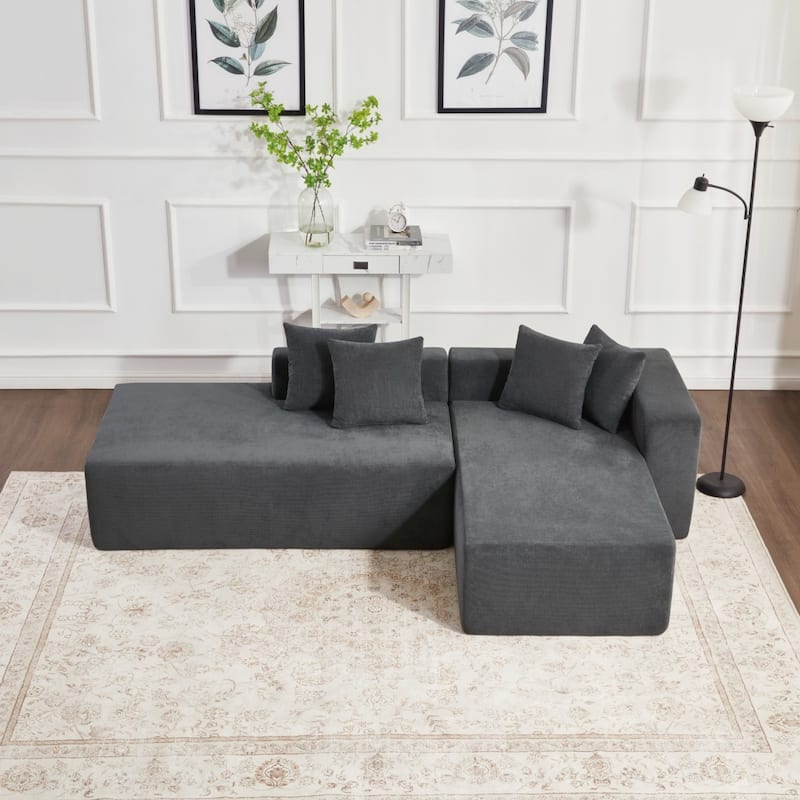 101.5" L-Shaped Sectional Sofa, No Assembly Required - Dark Grey