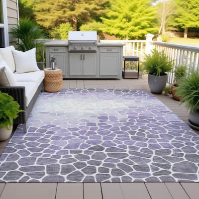 Machine Washable Indoor/Outdoor Contemporary Ombre Chantille Rug