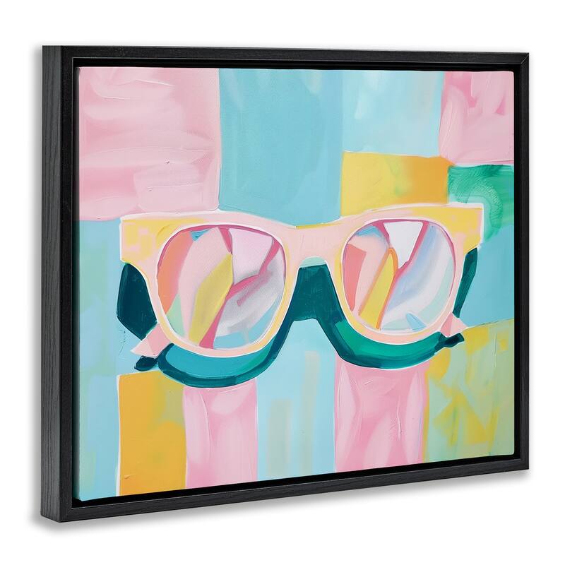Stupell Blocked Pastels & Sunglasses Framed Floater Canvas Wall Art Design By Arlington Prints