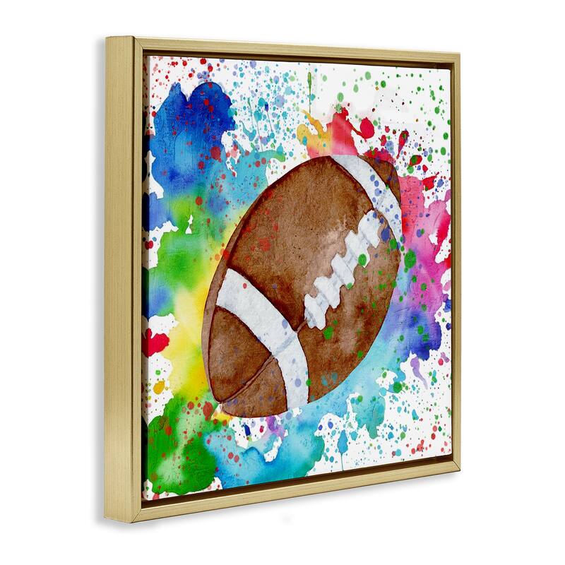 Stupell Vivid Splash & Football Framed Floater Canvas Wall Art Design By Kim Allen