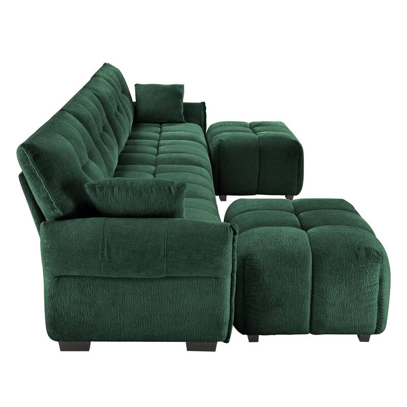 4-Seater U-Shaped Modular Sofa with 2 Ottomans & Pillows
