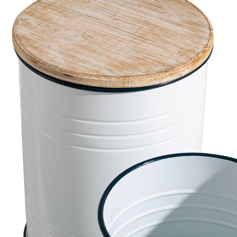 Glitzhome Set of 2 19" H Farmhouse End Table Storage Ottoman
