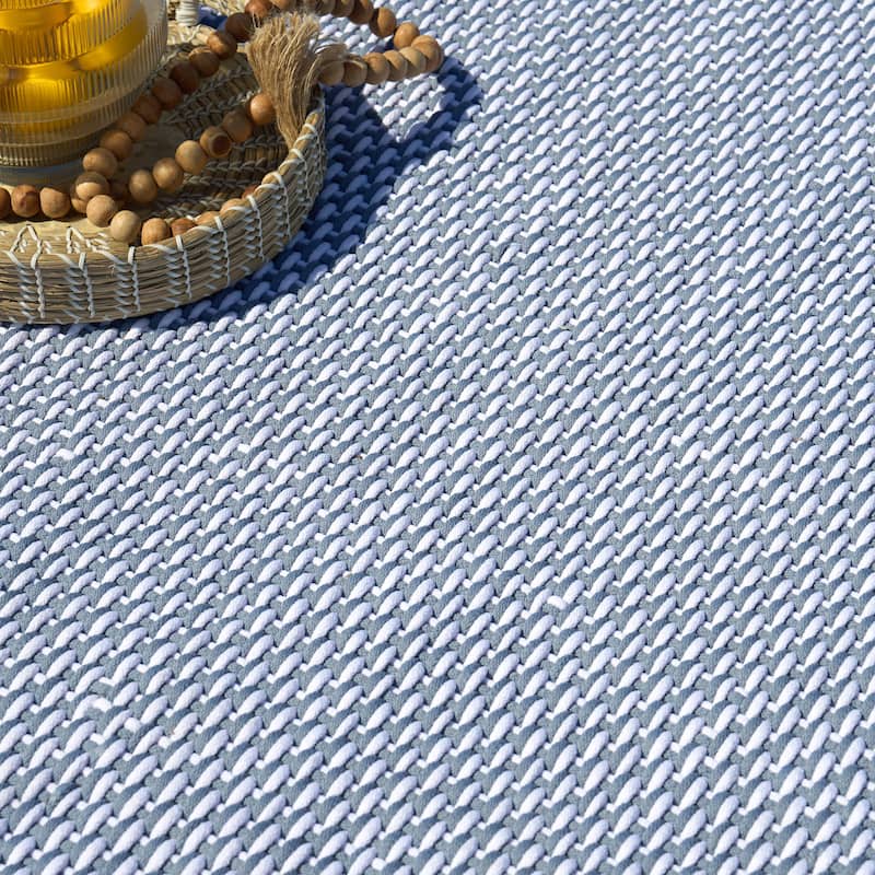 EXQUISITE RUGS Harbor Indoor/Outdoor Handwoven Polypropylene Silver/White Area Rug.