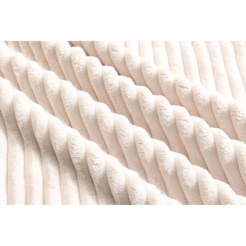 L Shaped Sectional Sofa Corduroy Upholstered Boneless Couches with Movable Footstool, With Three Pillows and Two Lumbar Pillows