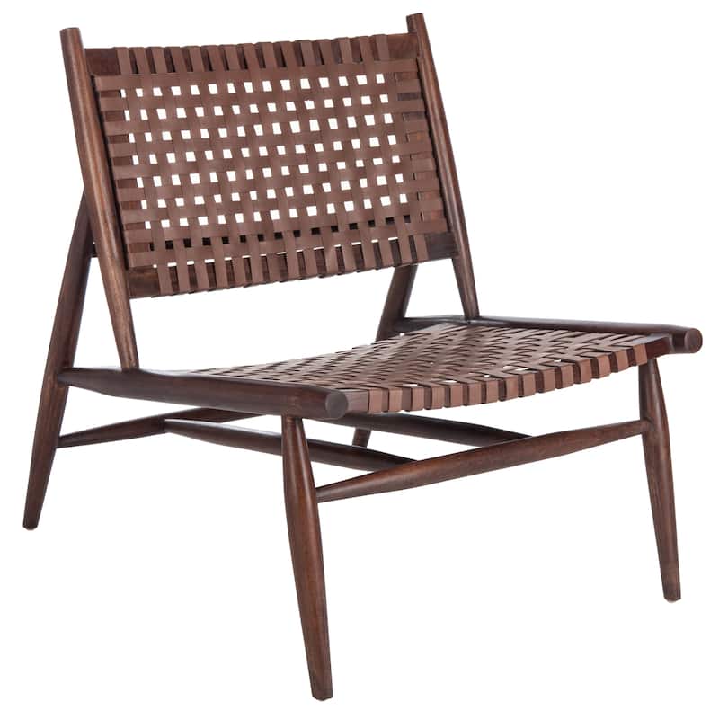 SAFAVIEH Soleil Squared Leather Woven Accent Chair - 26" W x 31.5" L x 30.7" H