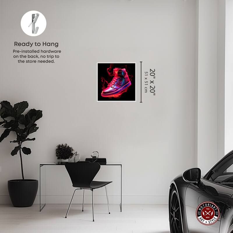 Notoriart Flaming Hot Sneaker Framed Sneaker 1 Piece Canvas Wall Art
