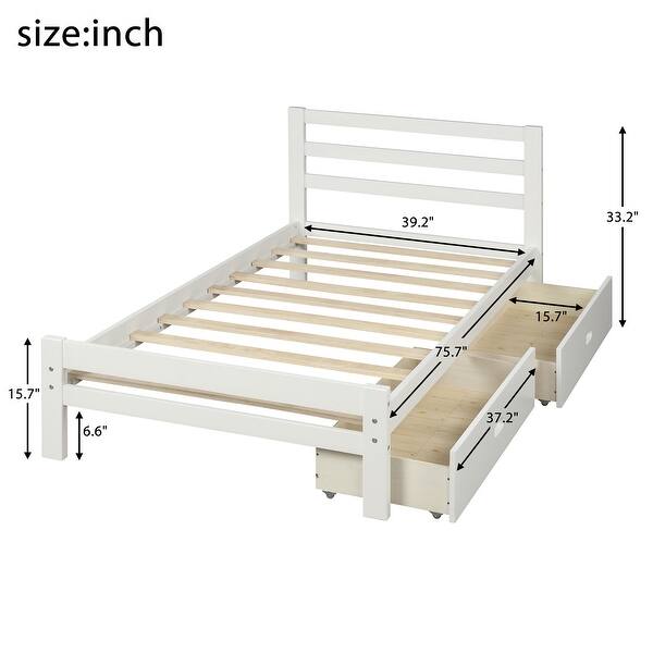 Shop Black Friday Deals On Twin Wood Platform Bed With 2 Drawers On Sale Overstock 31965894
