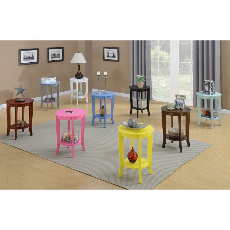 Round End Table - Modern Accent Table with Storage Shelf - Living Room Coffee Table - 24