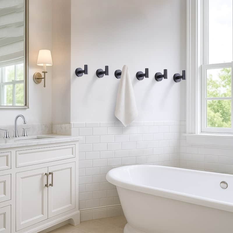 WOWOW Stainless Steel J-Hook Robe/Towel Hook 6-Pack