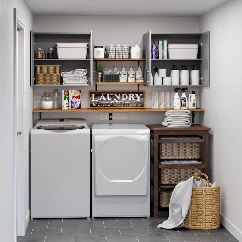 Shaker Style Wall Storage Cabinet with 2 Doors and Shelf Set of 2