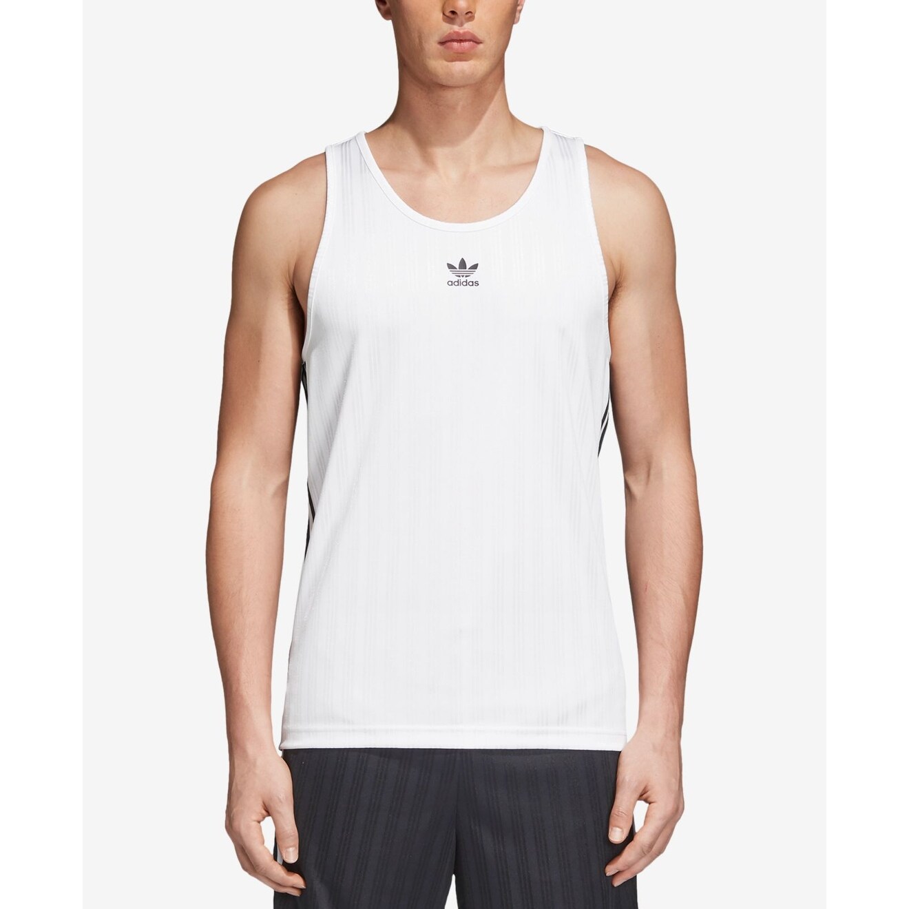 Shop Adidas White Mens Size Xl Logo Striped Scoop Neck Football