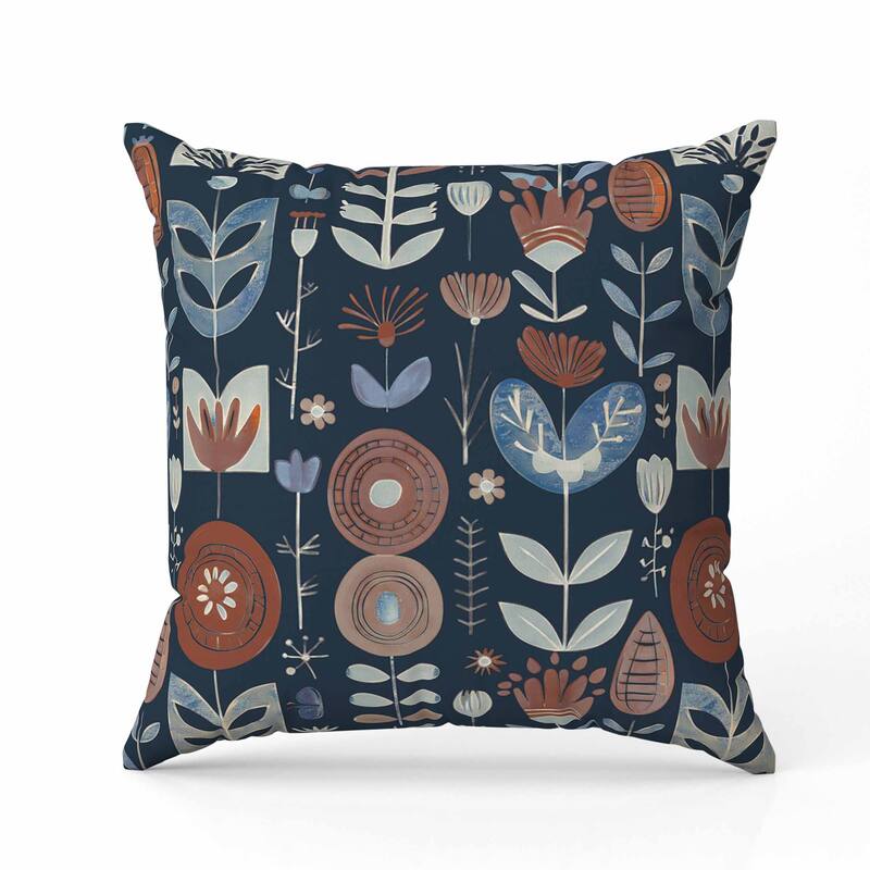 Baltic Blossoms Faux Suede Reversible Throw Pillow Blue and Brown