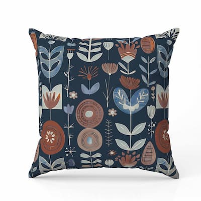 Baltic Blossoms Faux Suede Reversible Throw Pillow Blue and Brown